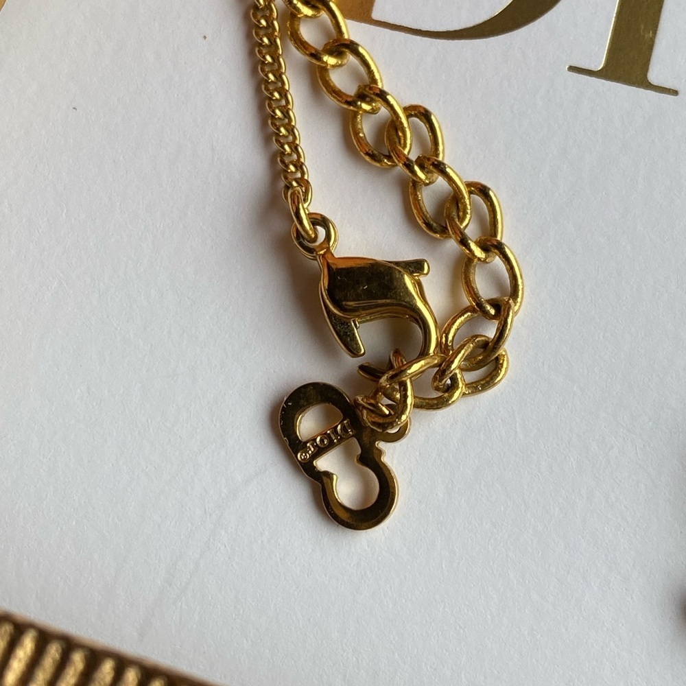 AUTHENTIC Christian Dior vintage gold tone logo necklace - Picture 6 of 15